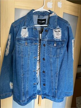 Fashion Nova Distressed Blue Denim Jacket